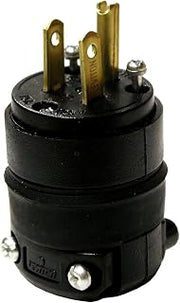 Leviton 515PR 15 Amp Rubber Plug Grounded 125 Volt, 10-Pack, Black