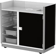 4612 49 1/2" Black Laminate Four Tub Mobile Bussing / Waitress Station