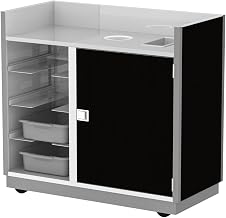 4612 49 1/2" Black Laminate Four Tub Mobile Bussing / Waitress Station