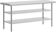 Flash Furniture 72x30" Stainless Steel Prep Table with Poly Cutting Board