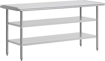 Flash Furniture 72x30" Stainless Steel Prep Table with Poly Cutting Board