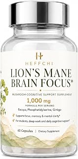 Lion's Mane Brain Focus Capsules | Bacopa, phosphatidylserine and ginkgo for memory and mental clarity routines; GMP-certified quality