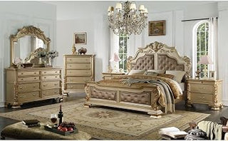 Miranda Gold Tufted 5-Piece Bedroom Set, King