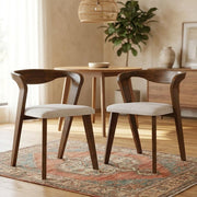 Pascan Brown Solid Wood Dining Chair Set of by Starlight Canyon Home – Full Solid Rubberwood, Fabric, Brown, Pack of 2