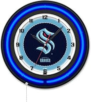 Holland Bar Stool Clk19BKSeaKrk NHL 19 in. Dia. Seattle Kraken Double Neon Wall Clock Black