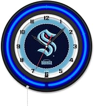 Holland Bar Stool Clk19BKSeaKrk NHL 19 in. Dia. Seattle Kraken Double Neon Wall Clock Black