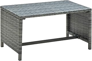 Coffee Table Poly Rattan Anthracite - Modern Rectangular Coffeetable, Living Room, Indoor/Outdoor Tables, Easy to Clean Mesa for Apartment, 27.6 x 15.7 x 15.0 in