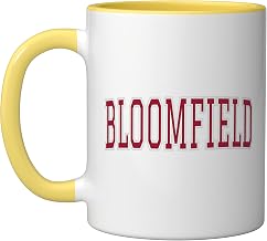 Bloomfield Missouri Souvenir Varsity Style Red Text Ceramic Mug, Yellow/White