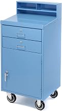 Enclosed Mobile Shop Desk, 23" W x 20" D x 51" H, Blue