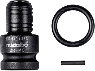 metabo Impact Adapter 1/2" to 1/4", 3-Piece Set with Safety Ring and Pin (628837000)