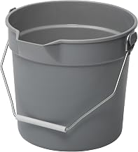 Winco 10 qt Gray Heavy-Duty Plastic Bucket/Utility Pail with Pour Spout
