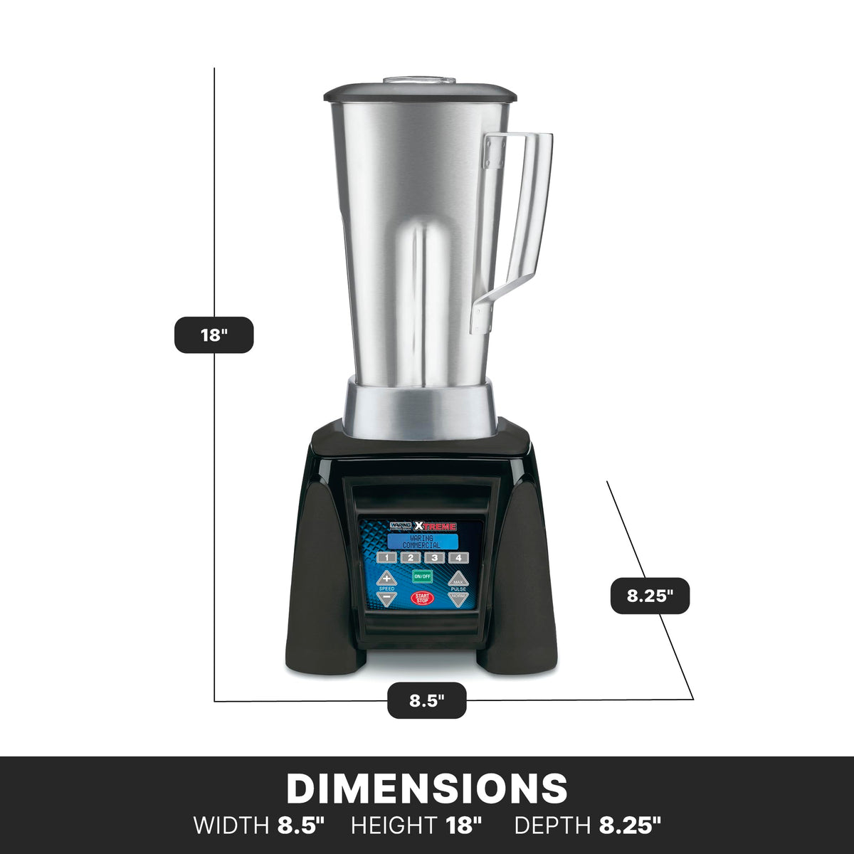 Waring 64 Ounce Stainless Steel Jar / Stainless Steel Container / Xtreme Reprogrammable Hi-Power Countertop Blenders