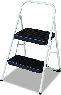 Cosco 11135CLGG1 2-Step Folding Steel Step Stool, 200lbs, 17 3/8w x 18d x 28 1/8h, Cool Gray