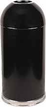 Witt Industries 415DTBK Steel 15-Gallon Standard Open Top Indoor Waste Receptacle with Galvanized Liner, Round, 15" Diameter x 35" Height, Black