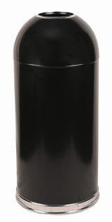 Steel 15-Gallon Standard Open Top Indoor Waste Receptacle with Galvanized Liner by Witt Industries – Round, 15.0 gallons, Steel, Black, Model 415DTBK