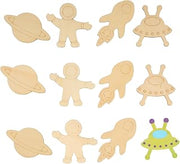 Colorations Decorate Your Own Wooden Space Shapes, Set of 12, Ages 3+