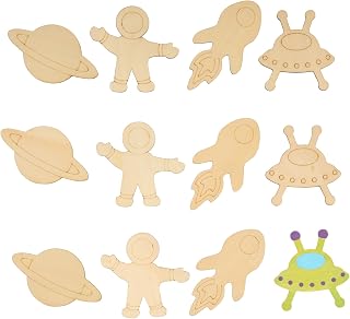 Colorations Decorate Your Own Wooden Space Shapes, Set of 12, Ages 3+