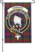 Clan Tennant Tartan Crest Outdoor Garden Flag 12x18in