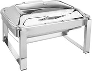 Eastern Tabletop 3945GS Induction Chafer - 8 Quart, Rectangular, Stainless Steel with Hinged Glass Dome Cover Lid Chafing Dish - Attractive Design, Perfect for Weddings, Parties, and Buffets