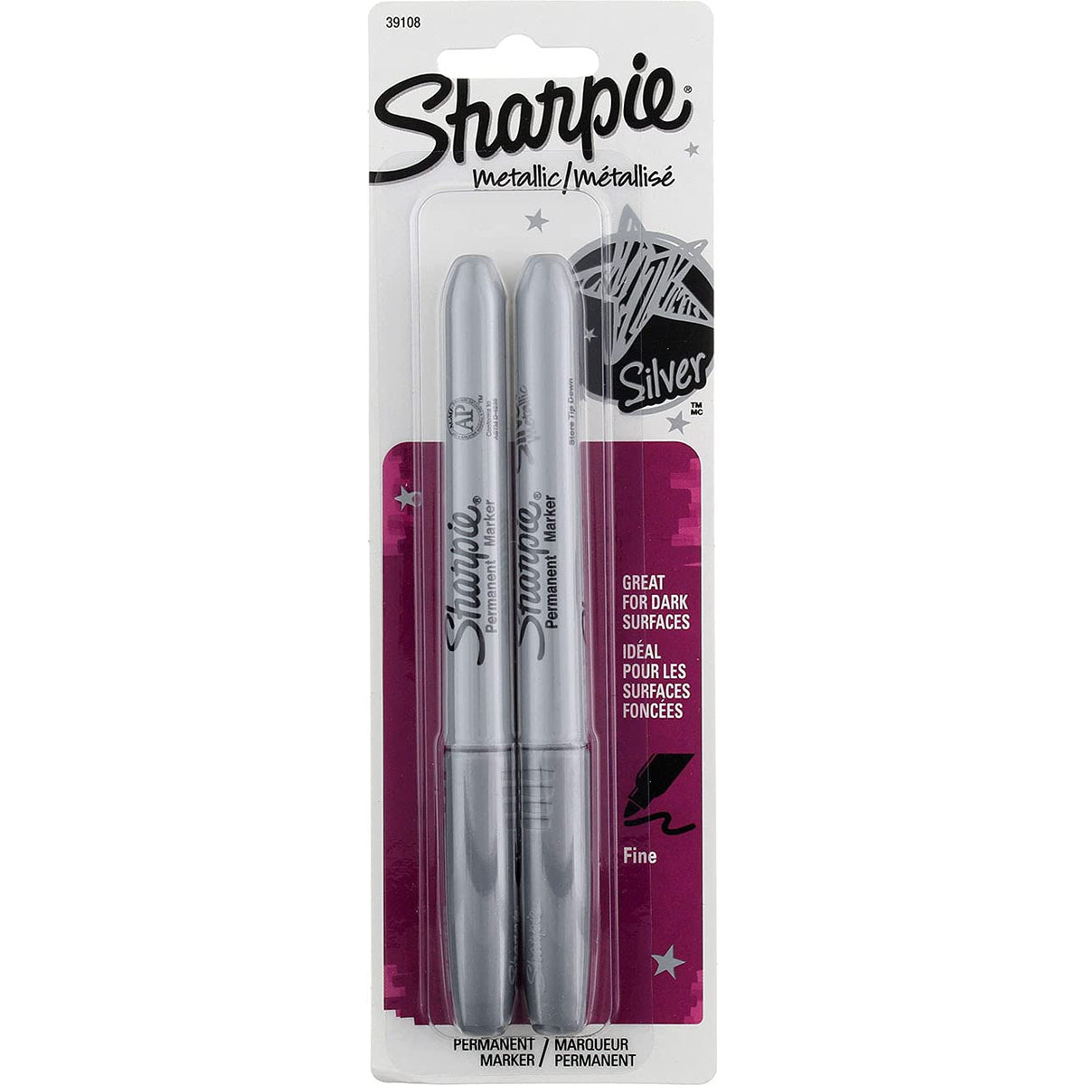 Sharpie 1 Count (Pack of 12) / Fine,Permanent / Silver Permanent Markers