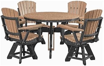American Furniture Classics Model DR130CBK-K Five Piece Round Dining Height Dining Set in Cedar with a Black Base, Made in The USA