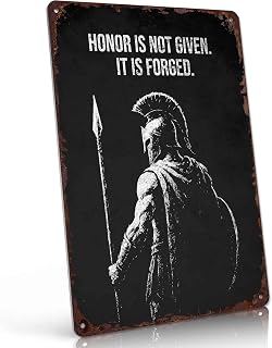 Spartan Warrior Motivational Vintage Metal Wall Art Signs 8X12 In