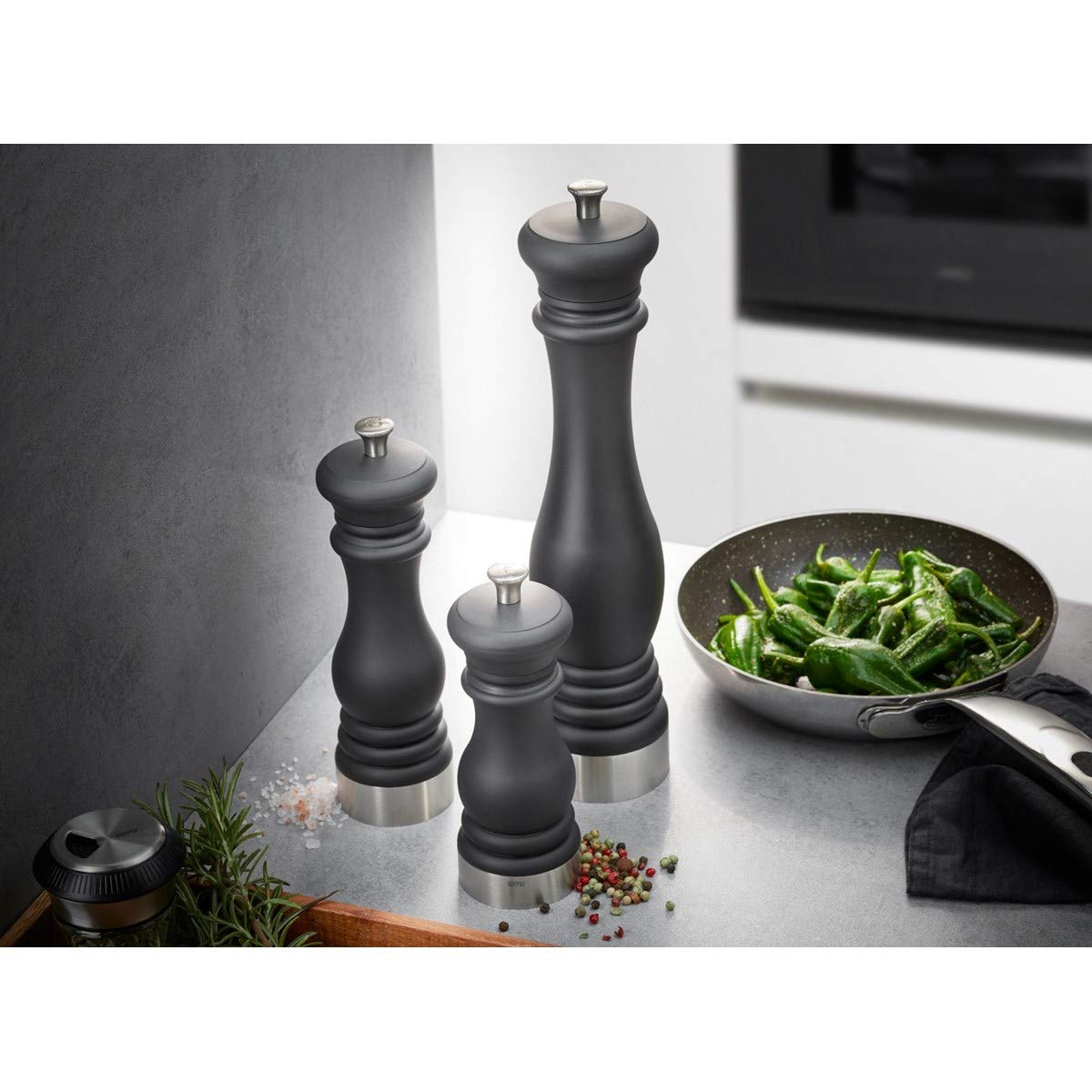 Salt or Pepper Mill by GEFU – One Size, Stainless Steel, Silver, Model 34635