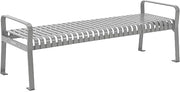 Global Industrial 4'L Outdoor Steel Park Bench Without Back, Gray