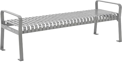 Global Industrial 4'L Outdoor Steel Park Bench Without Back, Gray