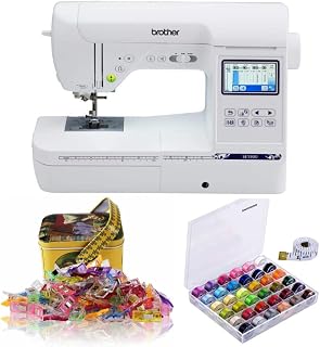 Brother SE1900 Sewing and Embroidery Machine with Threads and Sewing Clips Set Bundle (3 Items)