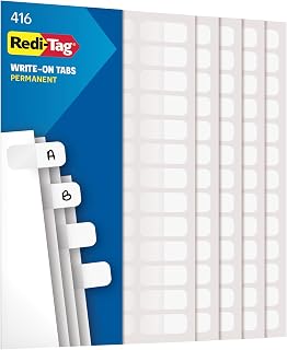 Redi-Tag RTG31010, Permanent Stick Write-On Index Tabs, 416 / Pack, White, (Pack of 1)