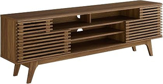 Modway Render 71" Mid-Century Modern Low Profile Media Console TV Stand, 71 Inch, Walnut