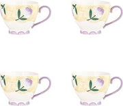 Petaluxe Mug by 10 Strawberry Street – Large, 16.0 fluid_ounces, Bone China, Tulips, Pack of 4