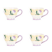 Petaluxe Mug by 10 Strawberry Street – Large, 16.0 fluid_ounces, Bone China, Tulips, Pack of 4