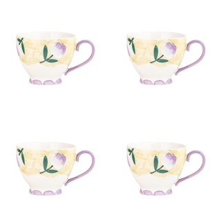 Petaluxe Mug by 10 Strawberry Street – Large, 16.0 fluid_ounces, Bone China, Tulips, Pack of 4