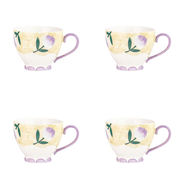 Petaluxe Mug by 10 Strawberry Street – Large, 16.0 fluid_ounces, Bone China, Tulips, Pack of 4