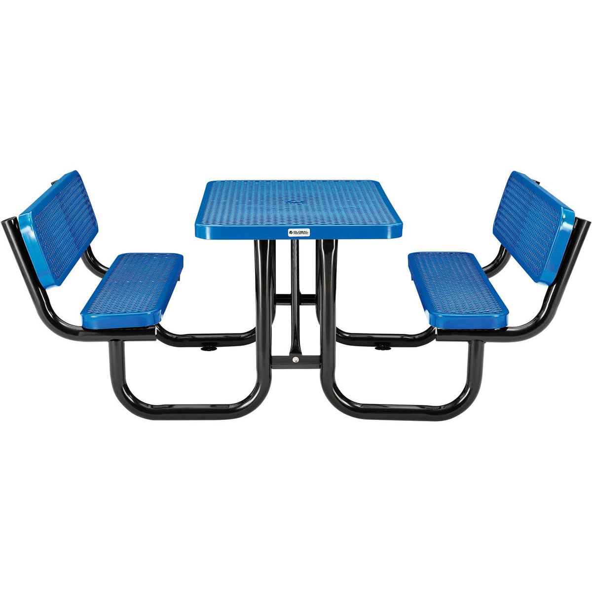 4' Rectangular Outdoor Expanded Metal Picnic Table with Backrests by Global Industrial – 4', Expanded Metal, Blue, Model 277620BL