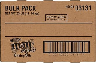 M&M'S Milk Chocolate MINIS Size Baking Bits 25-Pound Bulk Package Box