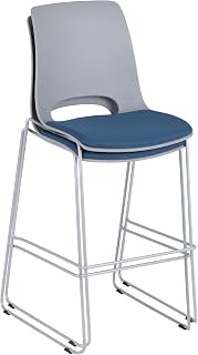 Learniture Graduate Bar-Height Sled Base Chair, Padded Stool for Meeting Spaces, Cafeteria, Break Rooms and Waiting Areas 30" H (Set of 2)