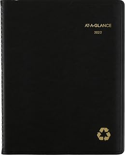 2022 Weekly & Monthly Appointment Book & Planner by AT-A-Glance, 8-1/4" x 11", Large, Recycled, Black (70950G05)