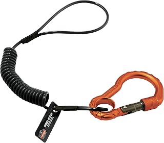 Coil Tool Lanyard with Loop End and Carabiner, Tool Weight Capacity 2 lbs, Ergodyne Squids 3156