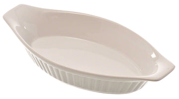 Browne 12 oz Oval Lasagna Baker by Browne Foodservice – 12 oz, 12.0 ounces, Ceramic, White, Model 564013