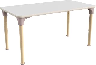 Flash Furniture Bright Beginnings 23.5x47 in Metal Adjustable Activity Table, NAT/White
