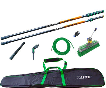 Commercial - nLITE Carbon 24K Window Cleaning Kit - 39' Plus Power Brush for High Access Professional Window Cleaning by UNGER – 39', Orange/Black, Model NLKT3