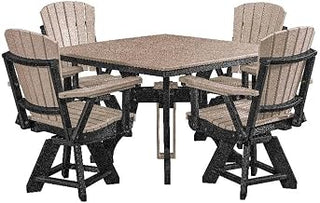 American Furniture Classics Model DS130WWBK-K Five Piece Square Dining Height Dining Set in Weatherwood with a Black Base, Made in the USA
