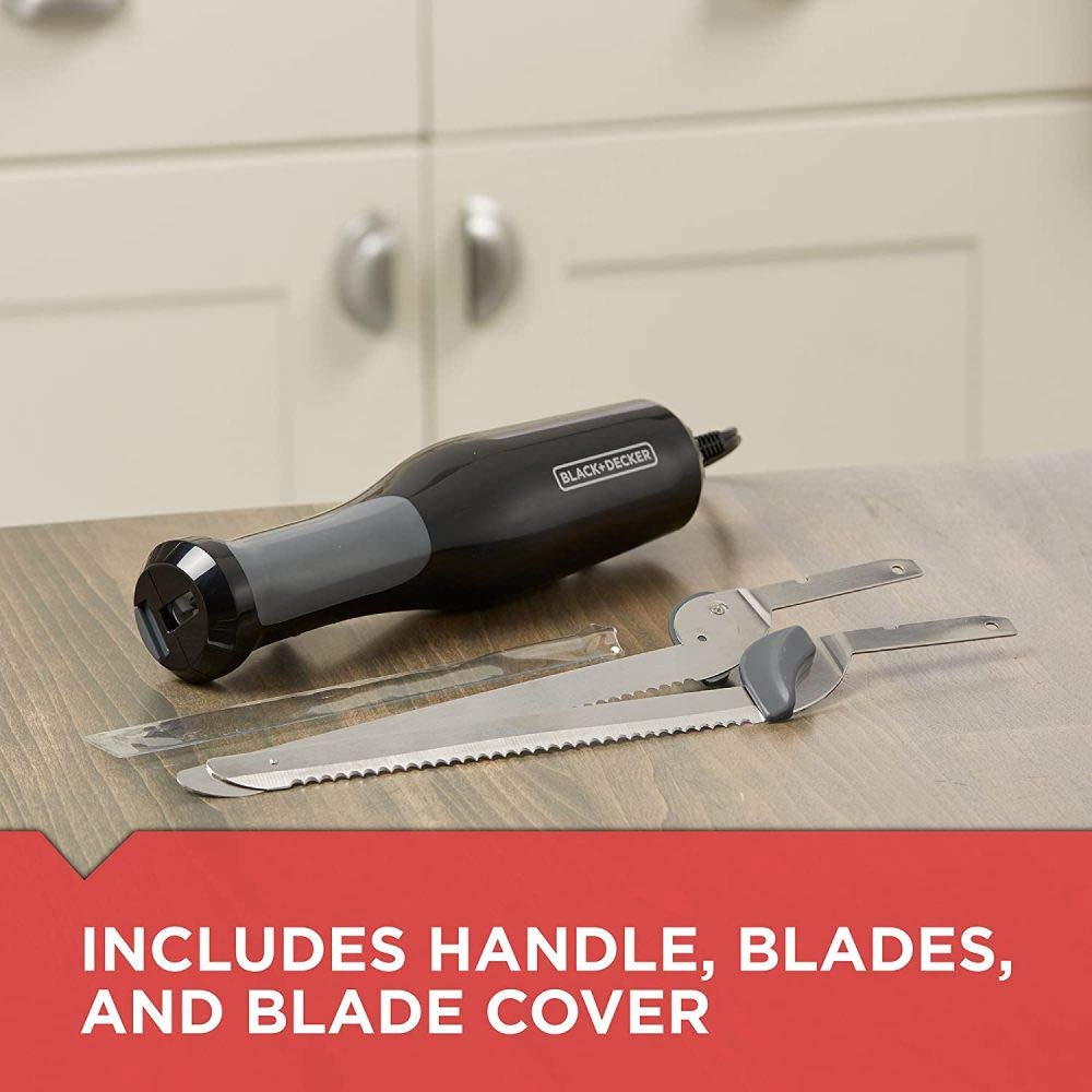 Black and Decker Electric Knife, 7-Inch Stainless Steel Blades, Black