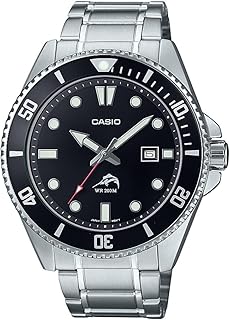 Casio Classic Diver Stainless Steel Watch Date Indicator MDV-106DD-1A1VCF, Black/Silver