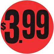 Price Labels $13.99 Red with Black Imprint - 1 1/2 Dia 1000 Per Roll