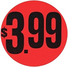 Price Labels $13.99 Red with Black Imprint - 1 1/2 Dia 1000 Per Roll