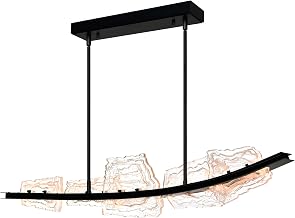 CWI Lighting Arcus Integrated LED 50in Black Chandelier with Handcrafted Glass for Living Room, Kitchen, Bedroom
